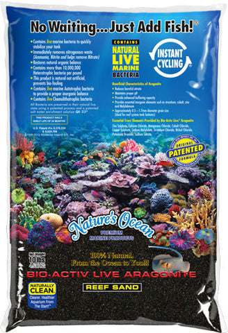 World Wide Imports Nature's Ocean Bio Activ Live Marine Aragonite -Black Beach Reef Sand 10 lbs